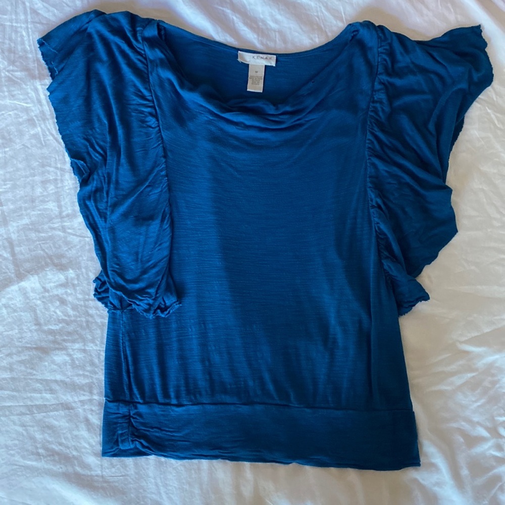 Kenar woman’s blue ruffle sleeve tank